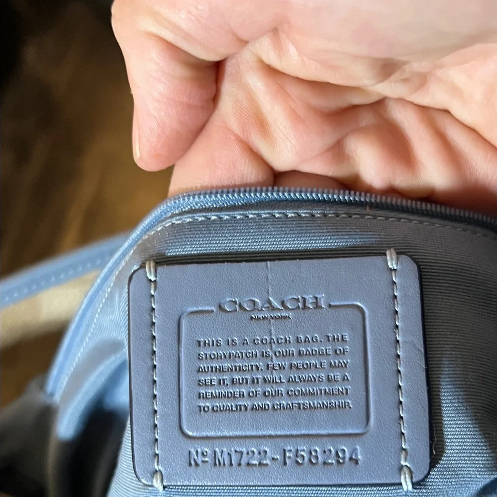 Coach light Signature Blue trim Tote - Picture 5 of 5